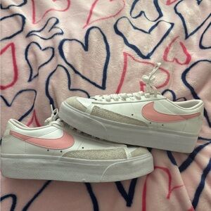 Nike Women's Pink and Cream Sneakers